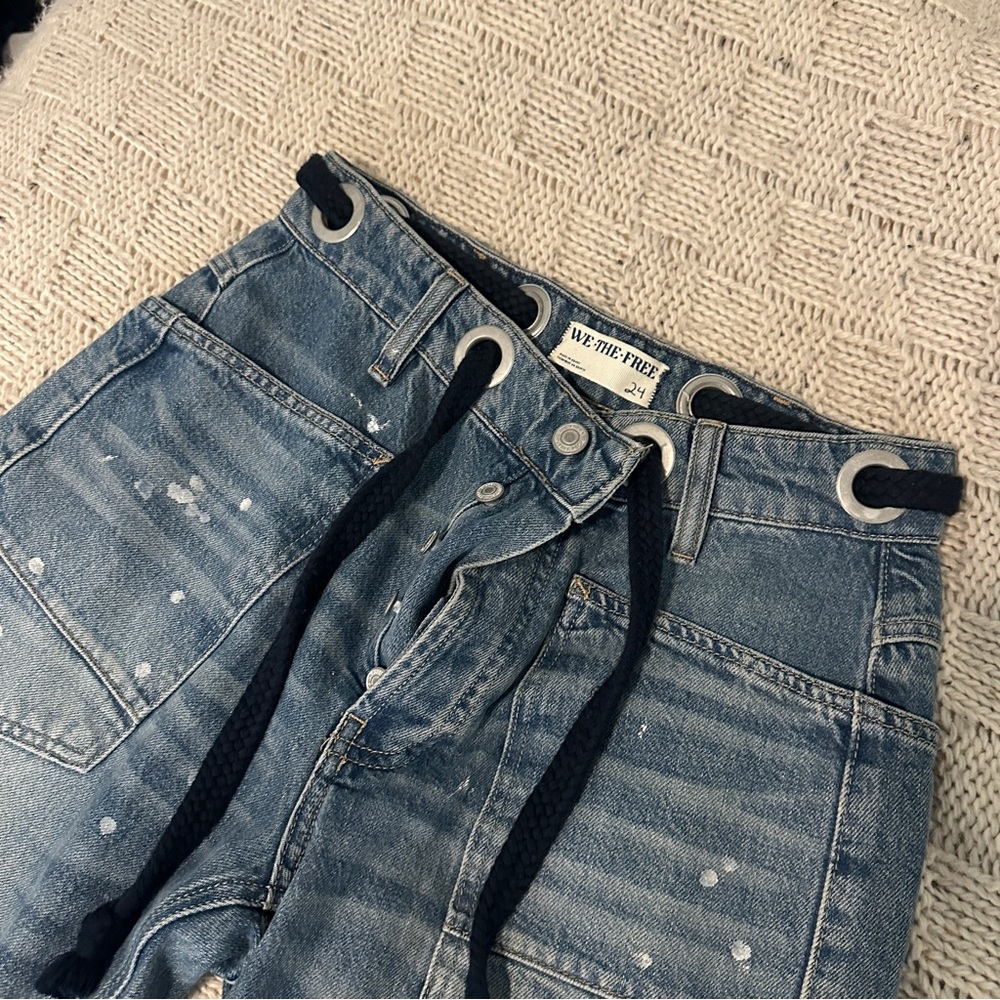 Free People Moxie Low Slung Barrel Jeans in Timeless Blue (24)